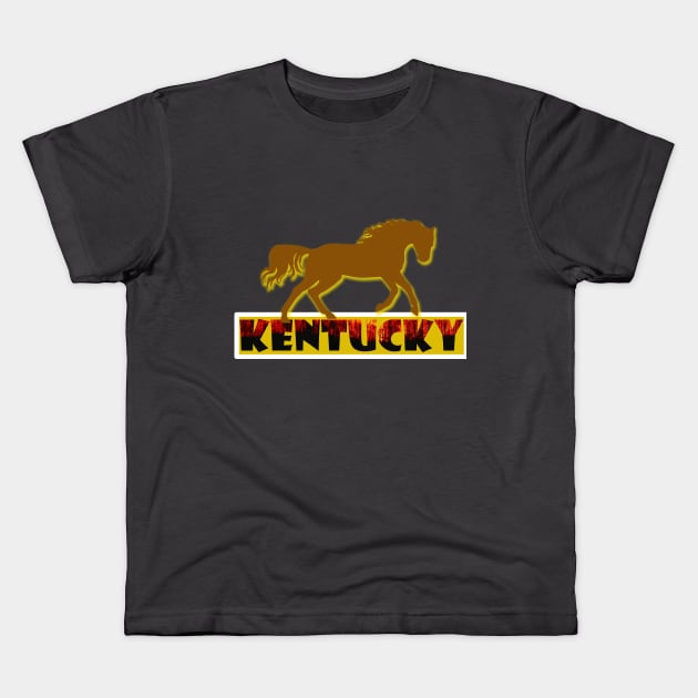 Kentucky horses Racing Kids T-Shirt by albaley